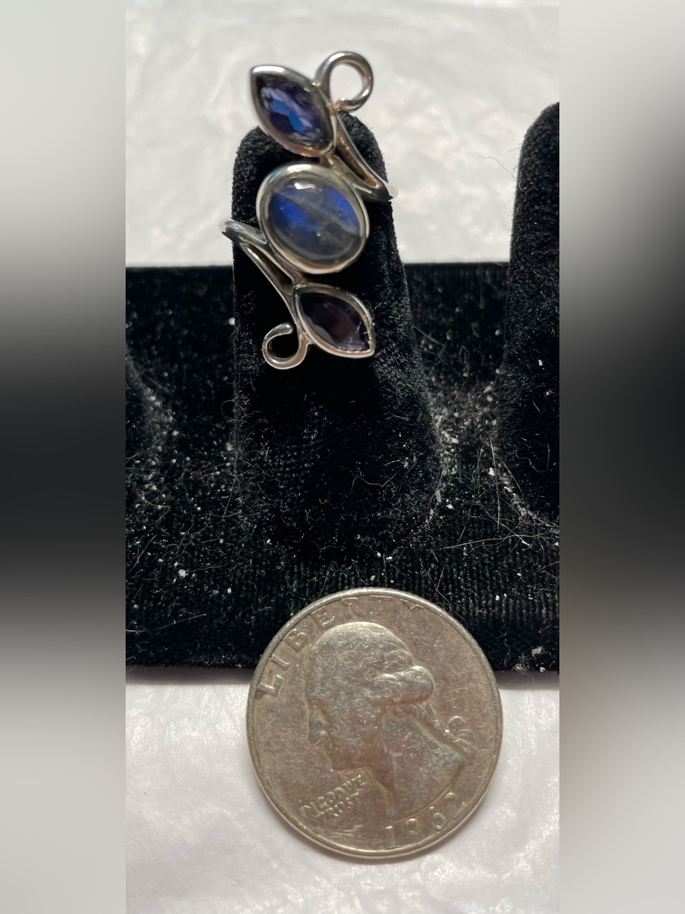 Labradorite ring with Iolite